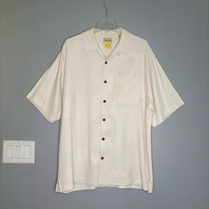 Joseph & Feiss Men's Ivory Button Down 100% Silk Shirt XLT